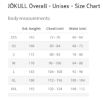Size chart Hrimnir jökull Unisex winter riding overall