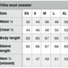 karlslund wool sweather tölta k515-sizechart