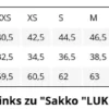 Size chart Sakko LUKKA