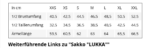 Size chart Sakko LUKKA