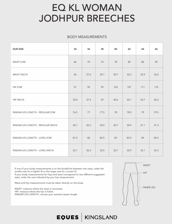 storlekstabell freja bya eques