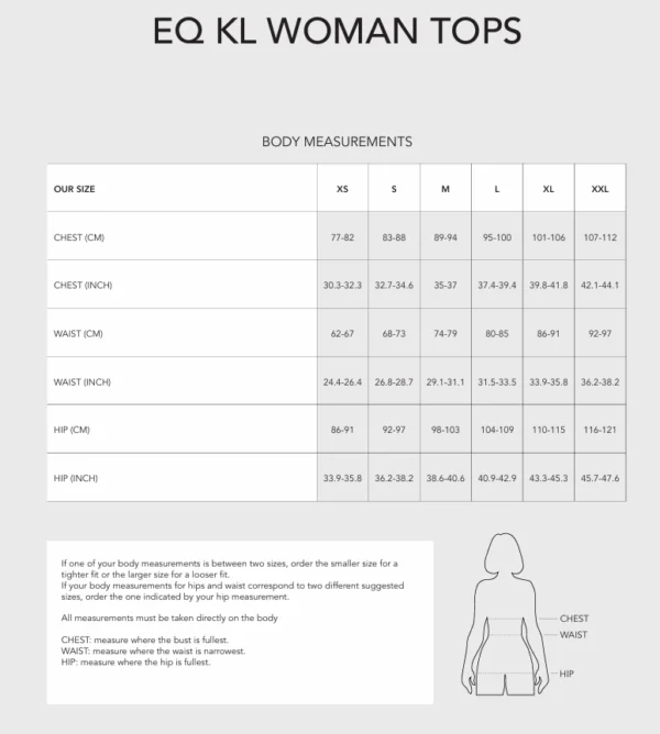 Frida – t-shirt storlekstabell